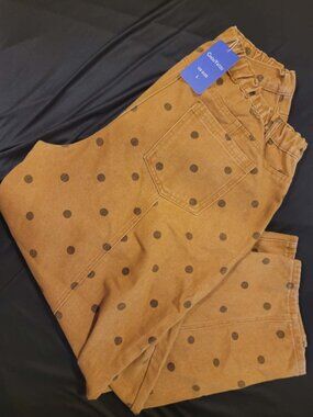 CHOUYATOU Women's 2025 Polka Dot Pattern Barrel Jeans Boyfriend Y2K Casual Mid R